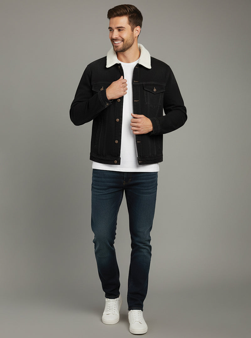 Fur Denim Jacket For Men's