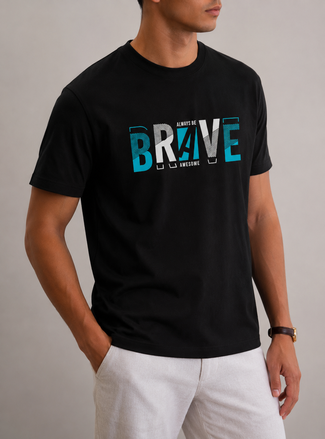 ALWAYS BE BRAVE ROUND NECK T-SHIRT BY SNAZZY