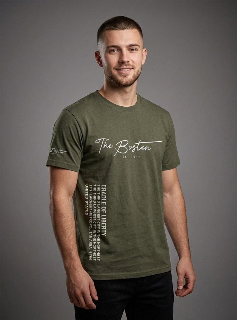 Mens Boston Script T Shirt