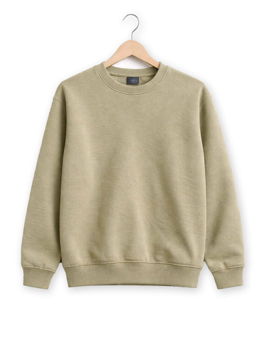 Olive Beige Classic Crewneck Sweatshirt