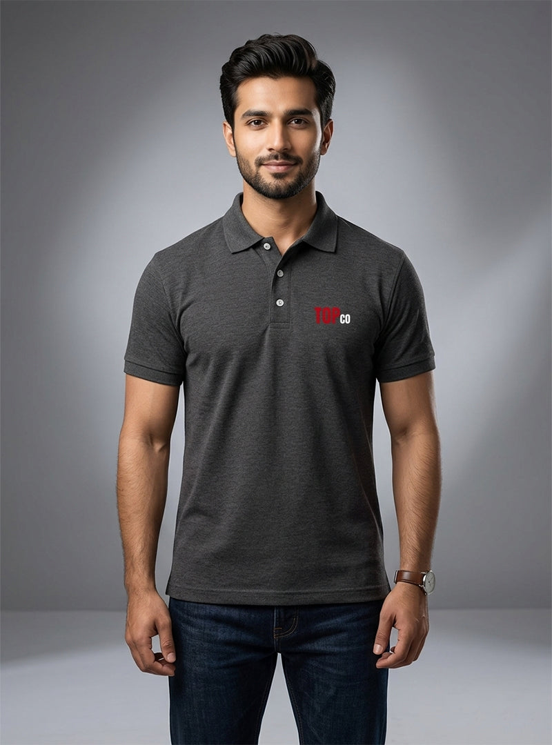 Mens Classic Charcoal Polo Tee with Logo