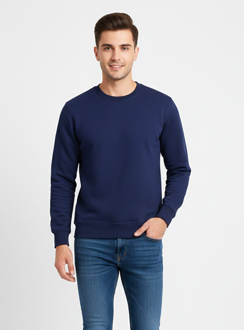 Navy Beige Style Mens Fleece SweatShirt