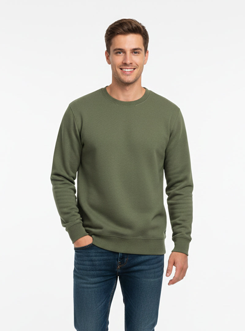 Olive Loose Fit Men's Fleece Sweatshirt