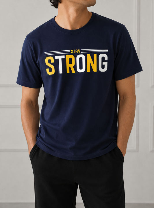 STAY STRONG ROUND NECK T-SHIRT BY SNAZZY