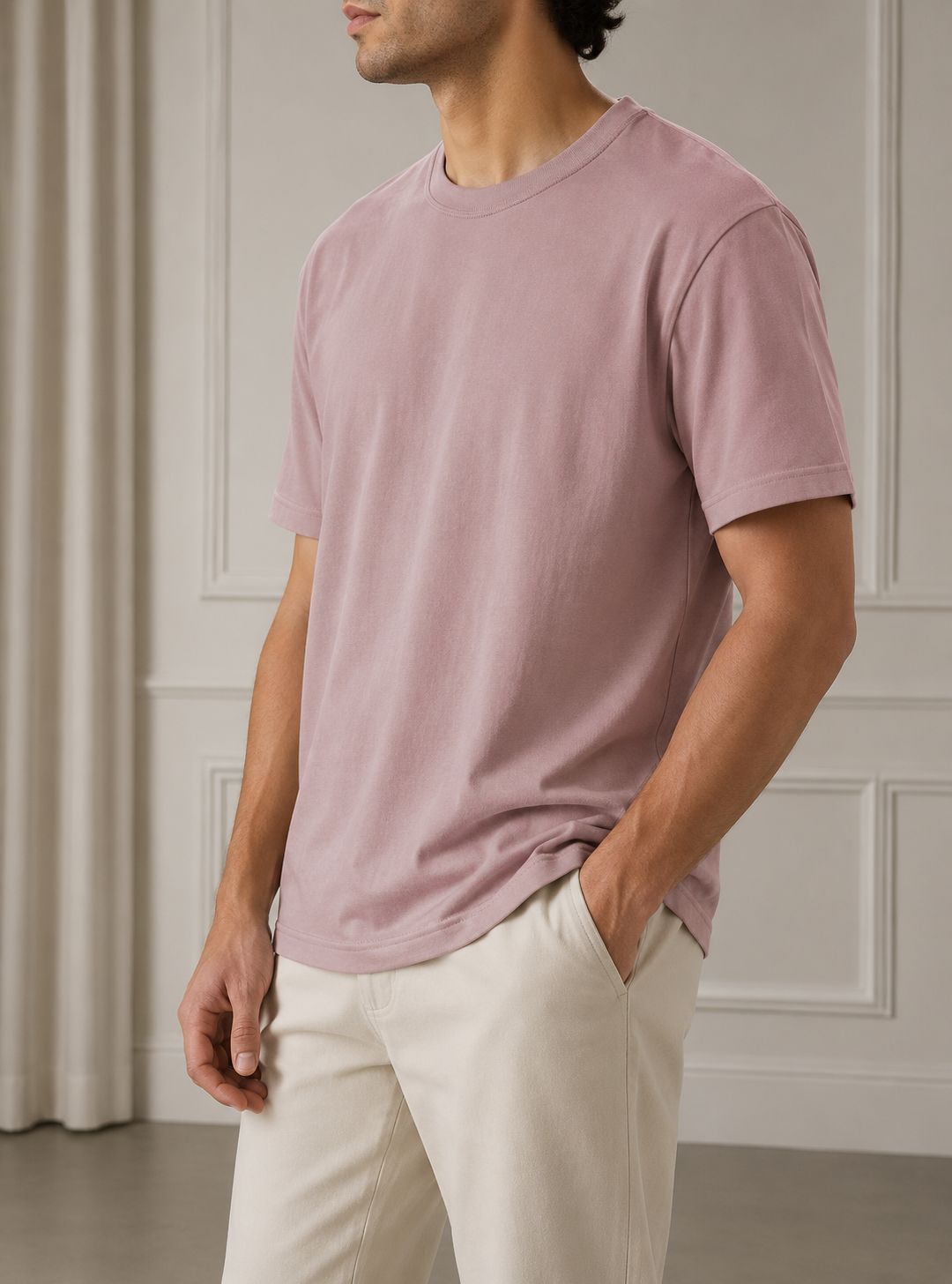 SOFT COTTON ROUND NECK MEN'S T-SHIRT Pink