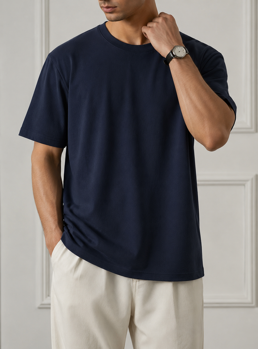 SOFT COTTON ROUND NECK  MEN'S T-SHIRT Nevy Blue
