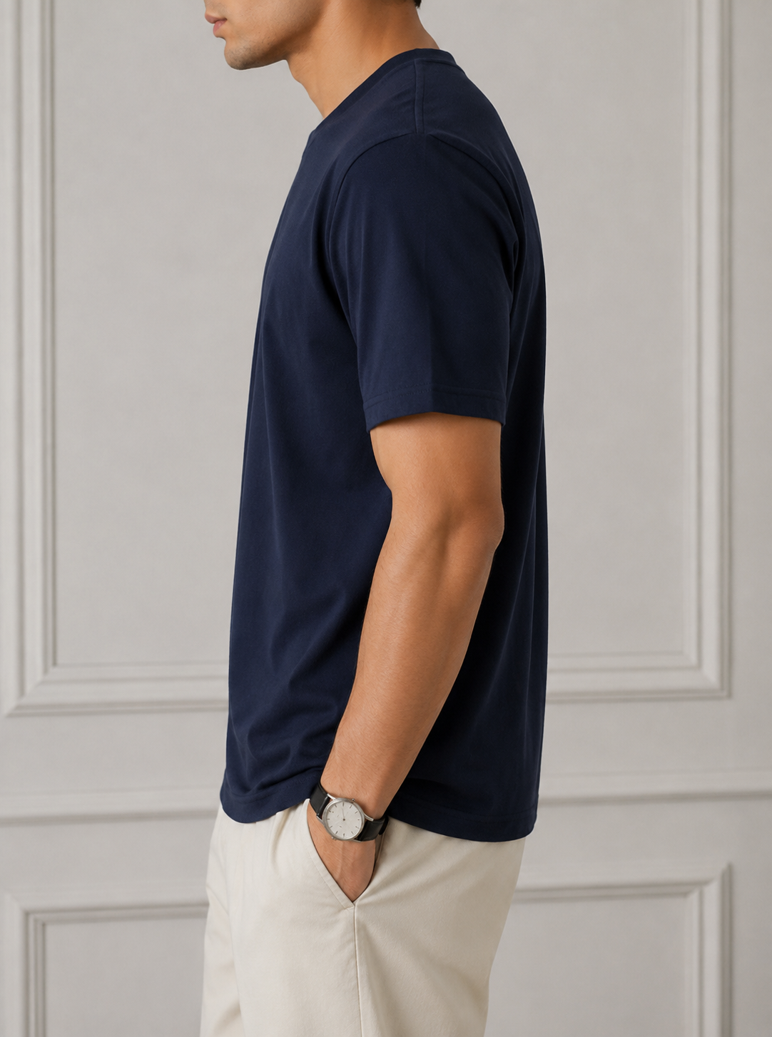 SOFT COTTON ROUND NECK  MEN'S T-SHIRT Nevy Blue