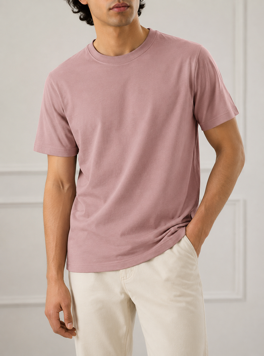 SOFT COTTON ROUND NECK MEN'S T-SHIRT Pink