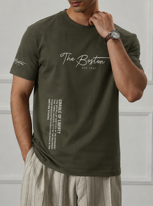 Mens Boston Script T Shirt