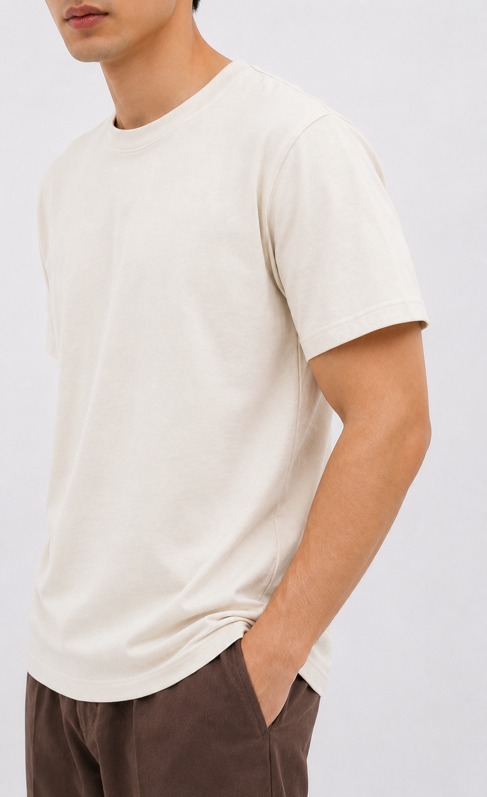 SOFT COTTON ROUND NECK MEN'S T-SHIRT Off White