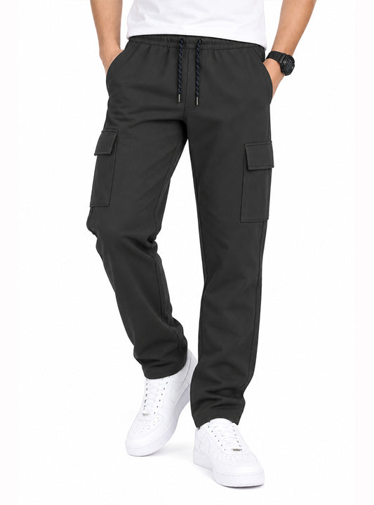 Men’s Winter Black Utility Cargo Trousers