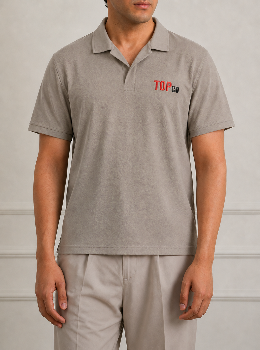 Men’s Stone Beige Collar T-Shirt