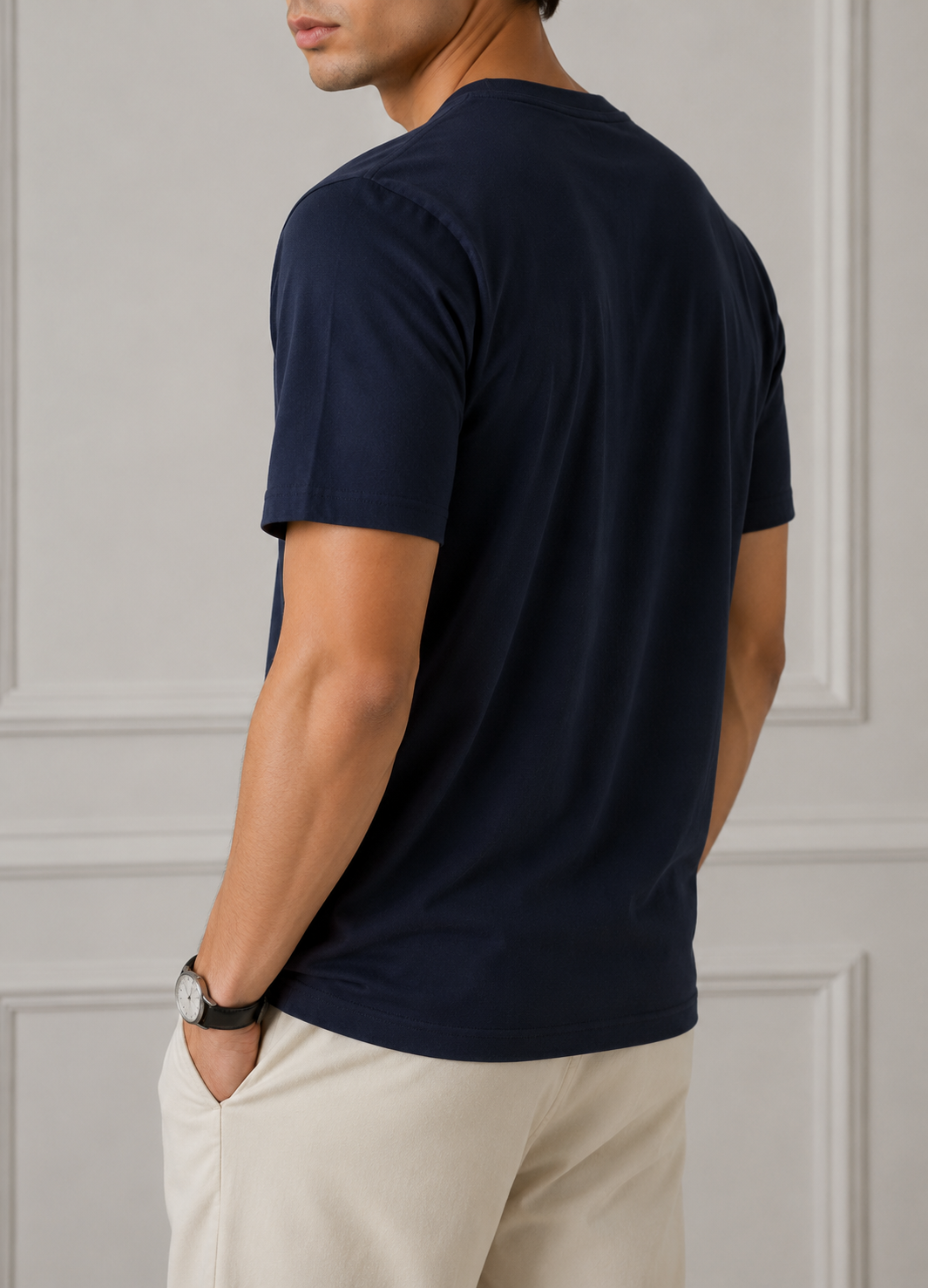 SOFT COTTON ROUND NECK  MEN'S T-SHIRT Nevy Blue