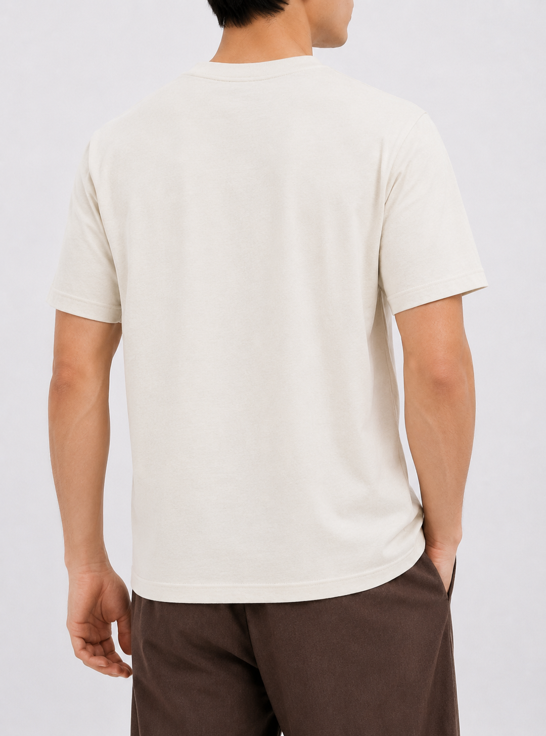 SOFT COTTON ROUND NECK MEN'S T-SHIRT Off White