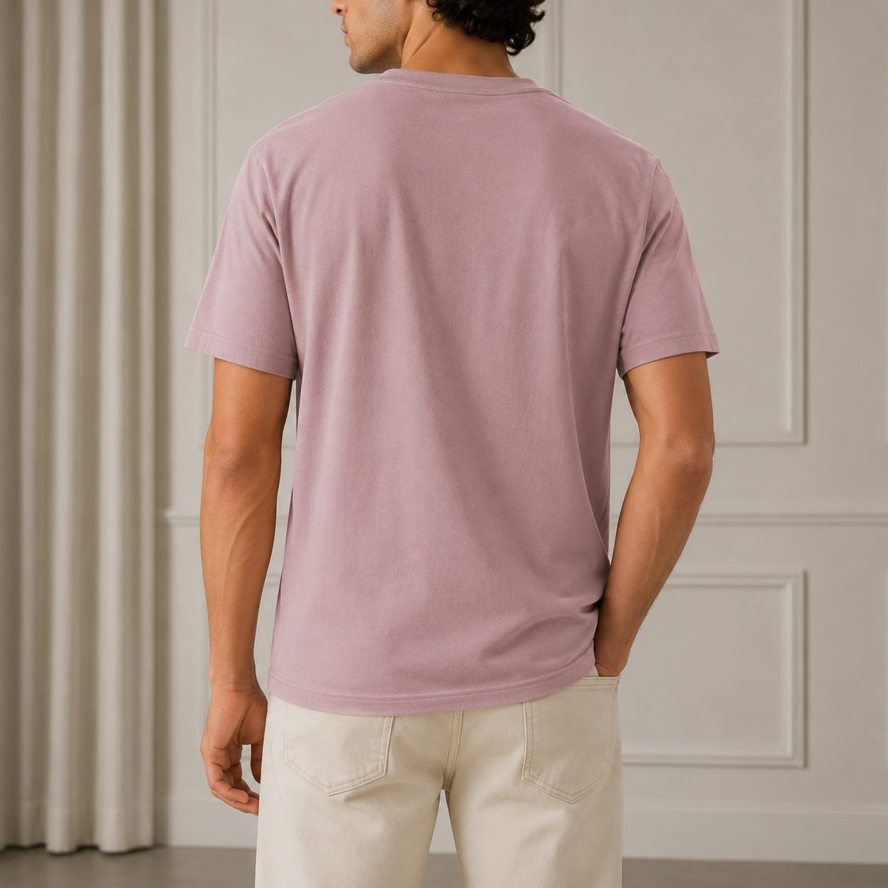 SOFT COTTON ROUND NECK MEN'S T-SHIRT Pink