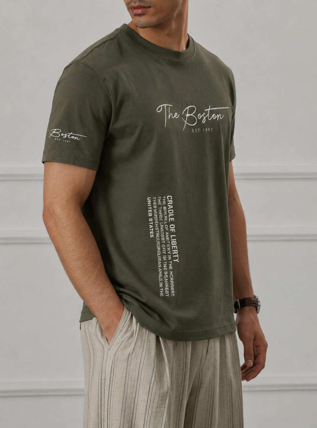 Mens Boston Script T Shirt