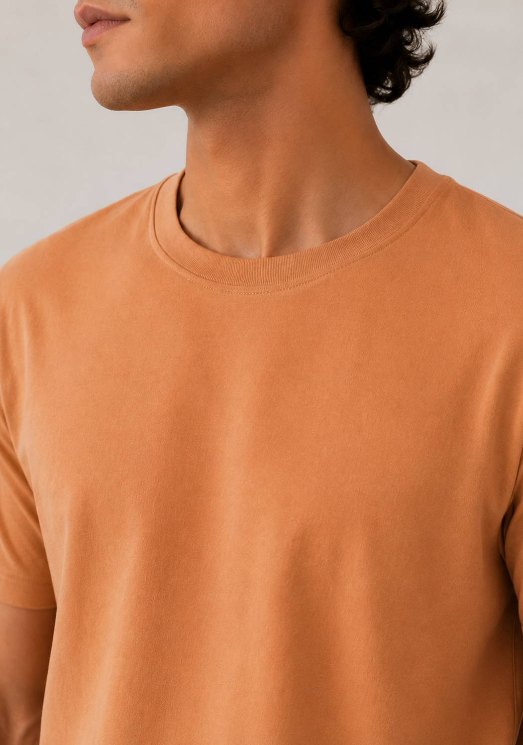 SOFT COTTON ROUND NECK MEN'S T-SHIRT Lite Orange