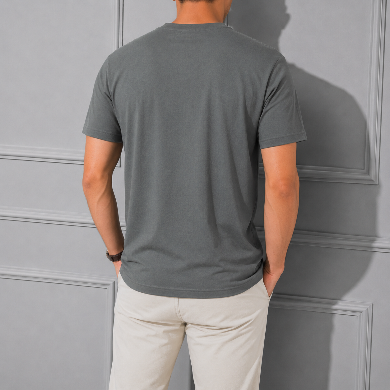 SOFT COTTON ROUND NECK MEN'S T-SHIRT PASTEL GREY