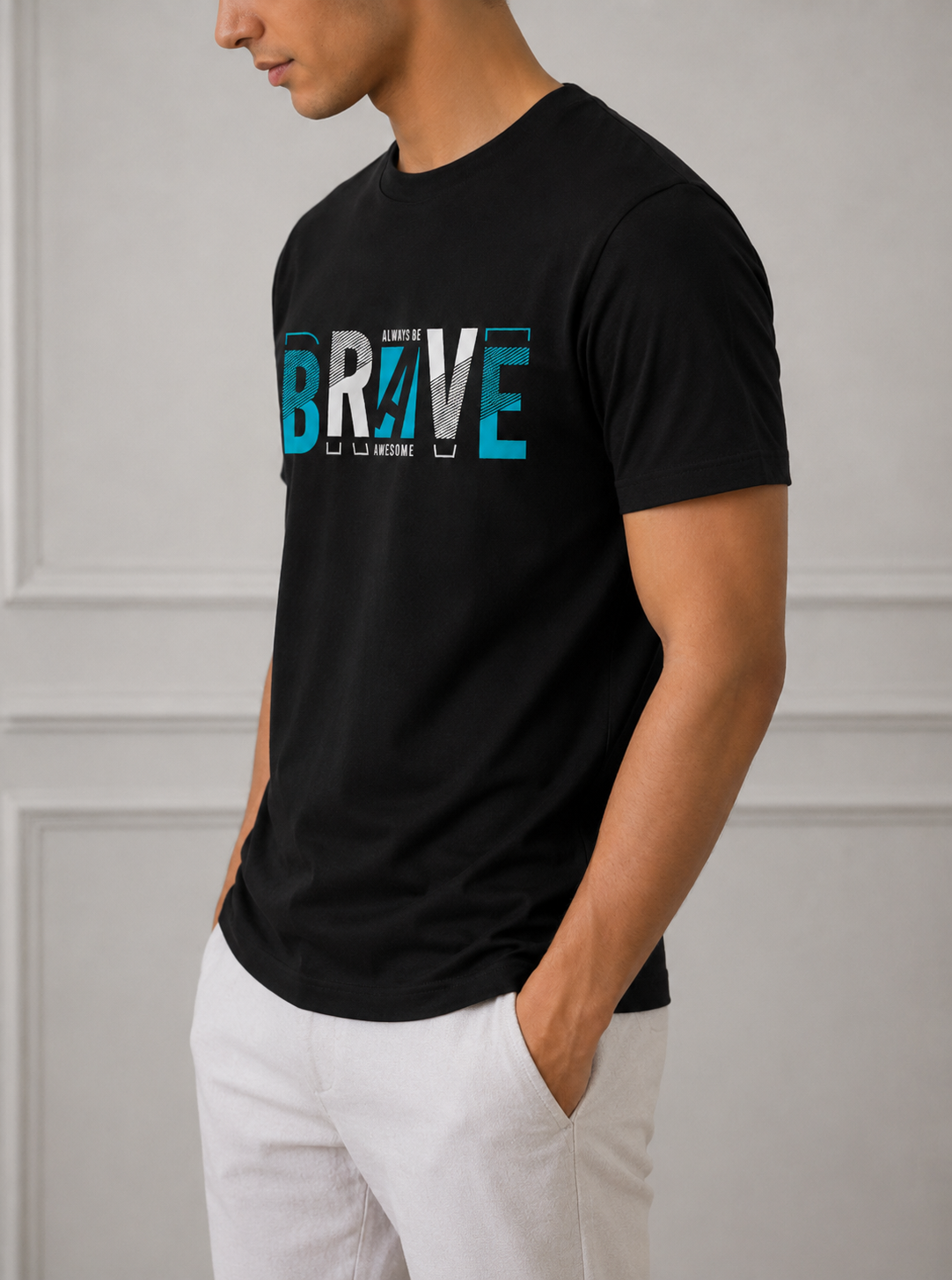 ALWAYS BE BRAVE ROUND NECK T-SHIRT BY SNAZZY