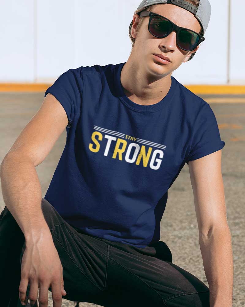 STAY STRONG ROUND NECK T-SHIRT BY SNAZZY