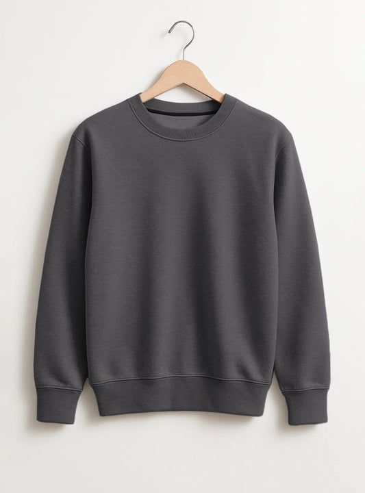 Charcoal Grey Beige Style Mens Fleece Sweatshirt