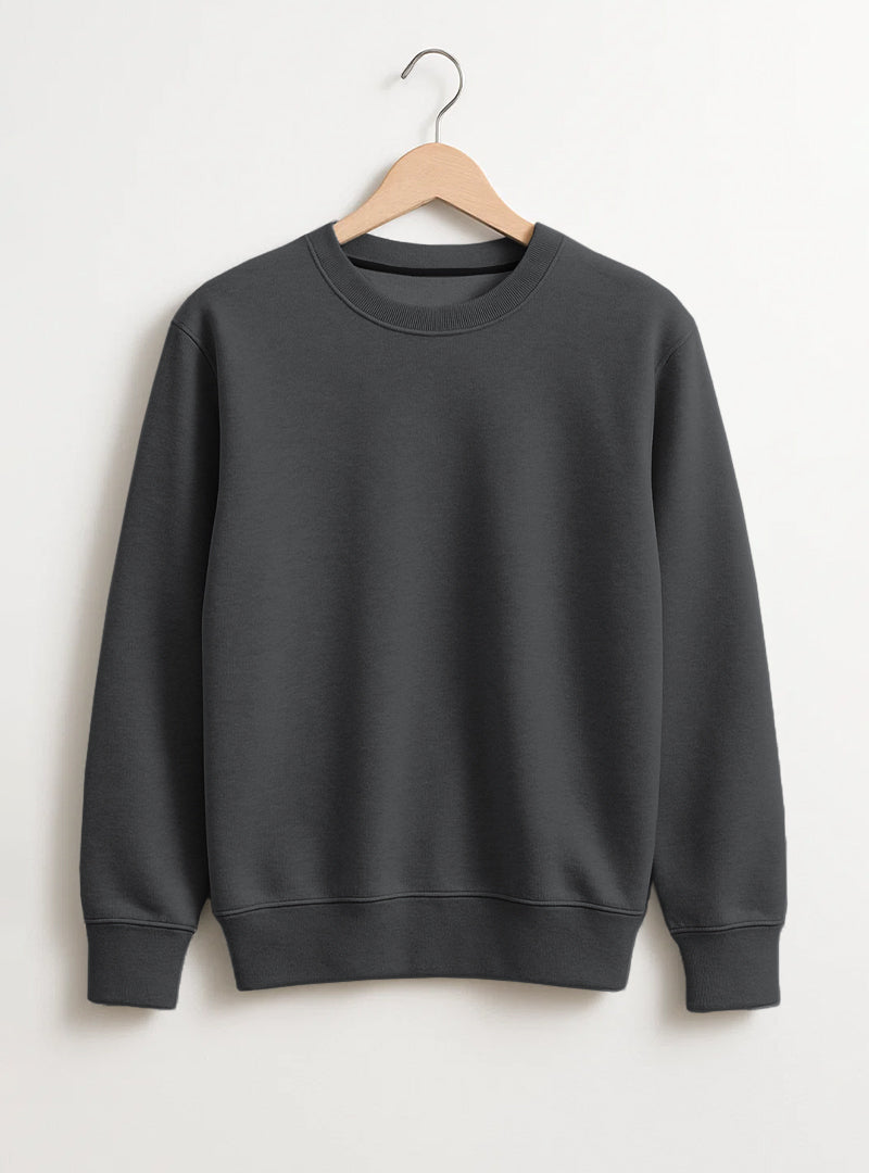 Dark Charcoal Beige Style Mens Fleece Sweatshirt