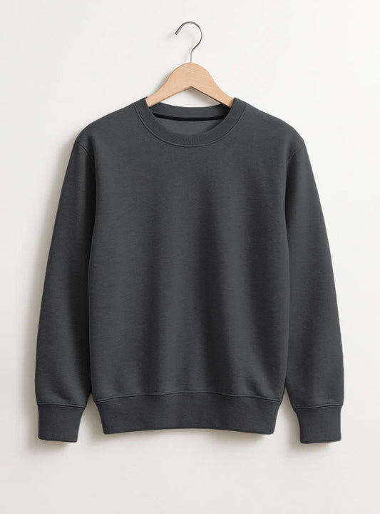 Dark Charcoal Beige Style Mens Fleece Sweatshirt