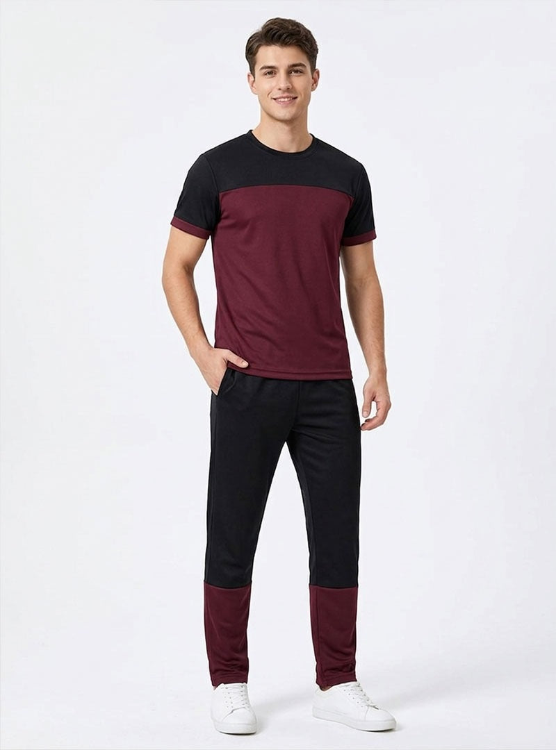 Mens Maroon Edge Track Suit