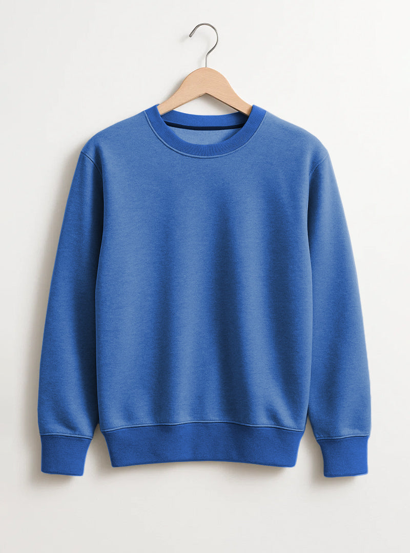 Royal Blue Beige Style Mens Fleece Sweatshirt