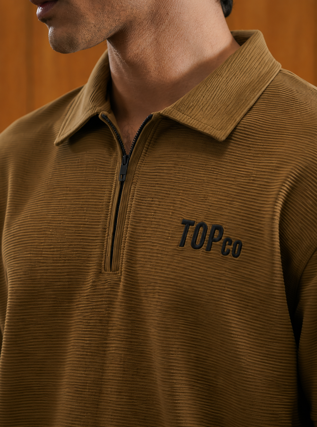 Men’s Walnut Zip Collar T-Shirt