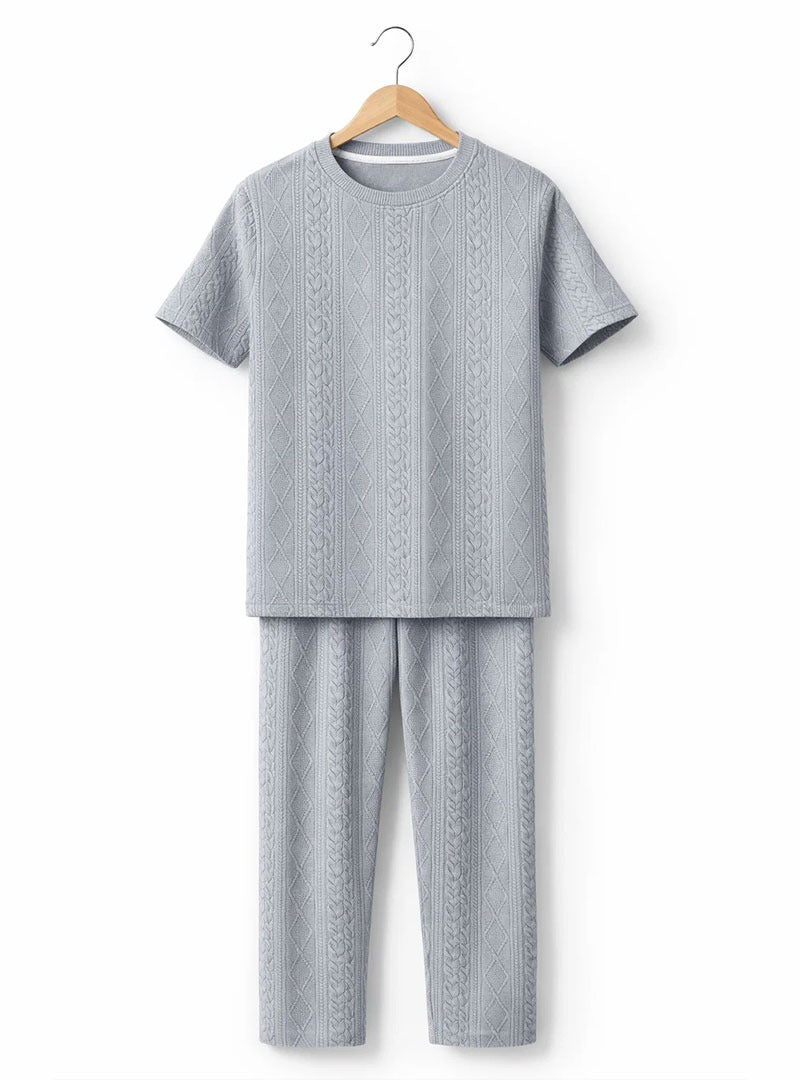 Mens Cable Knit Texture Track Suit