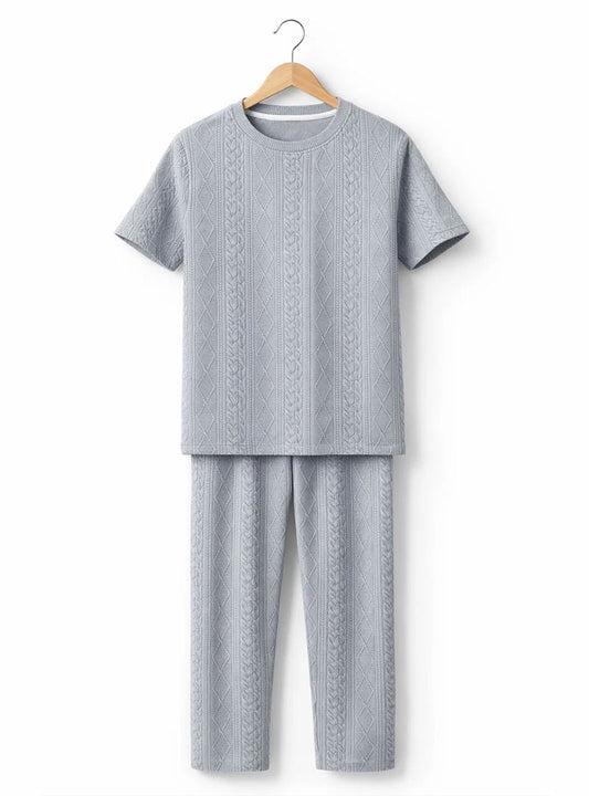 Mens Cable Knit Texture Track Suit