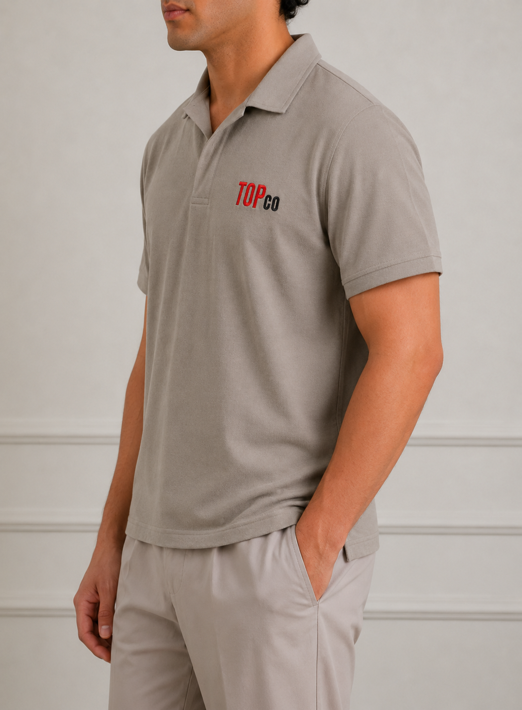 Men’s Stone Beige Collar T-Shirt