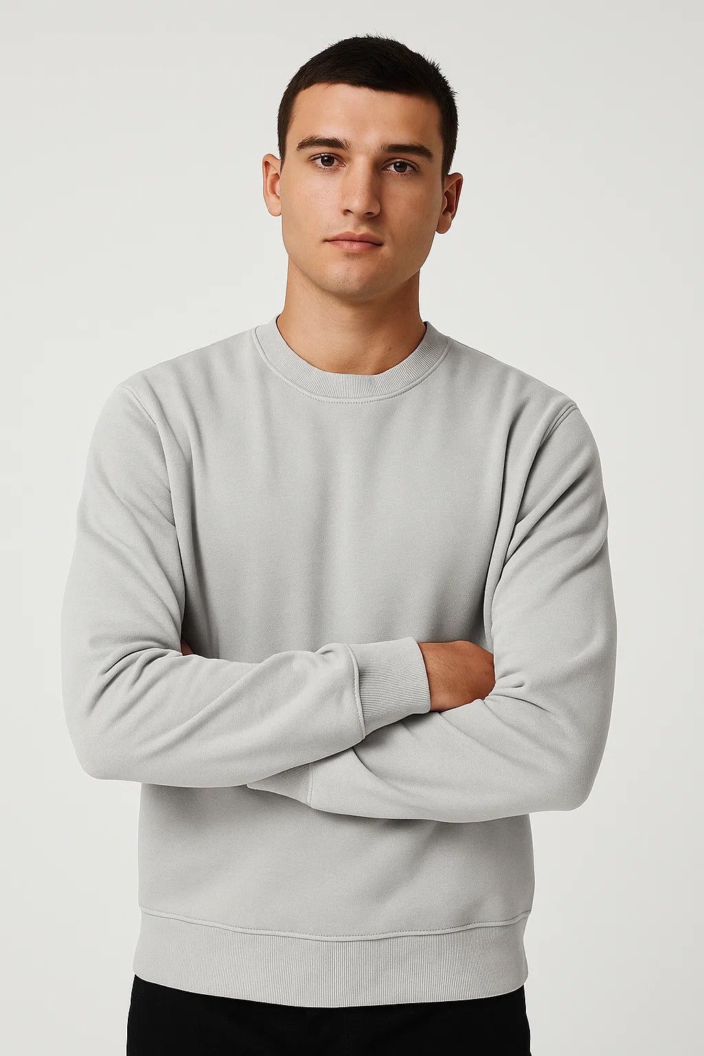 Crystal Glow White Smart Casual Sweatshirt