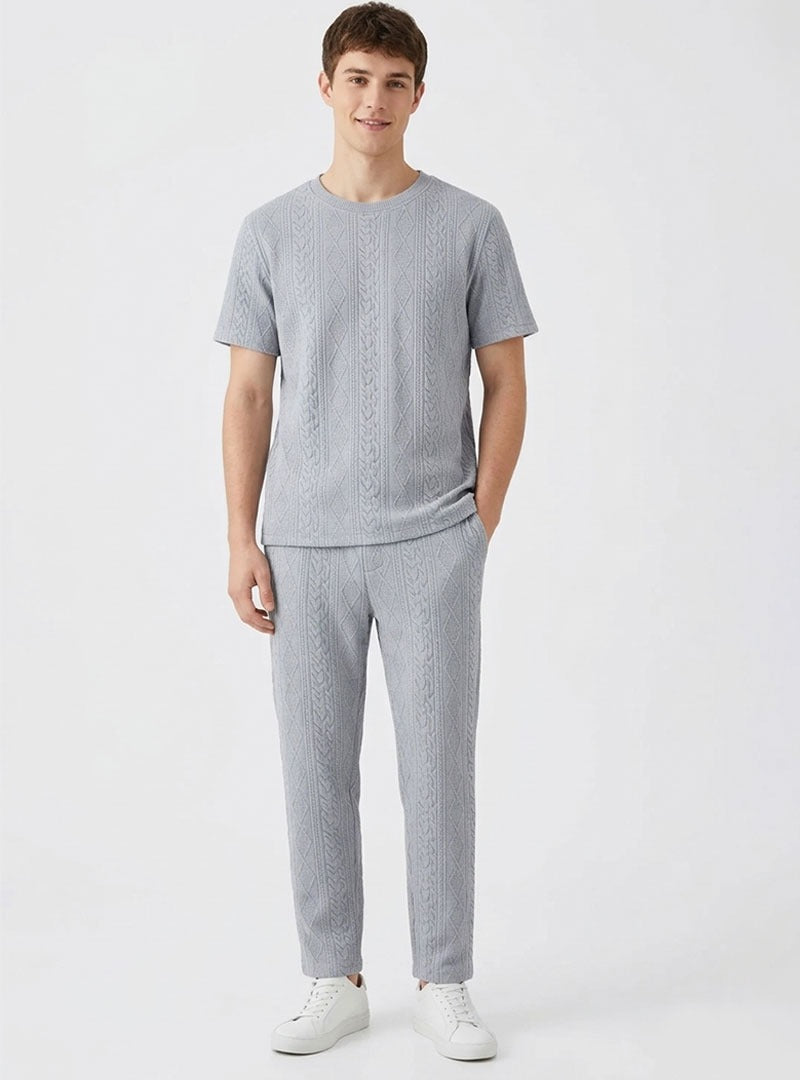 Mens Cable Knit Texture Track Suit