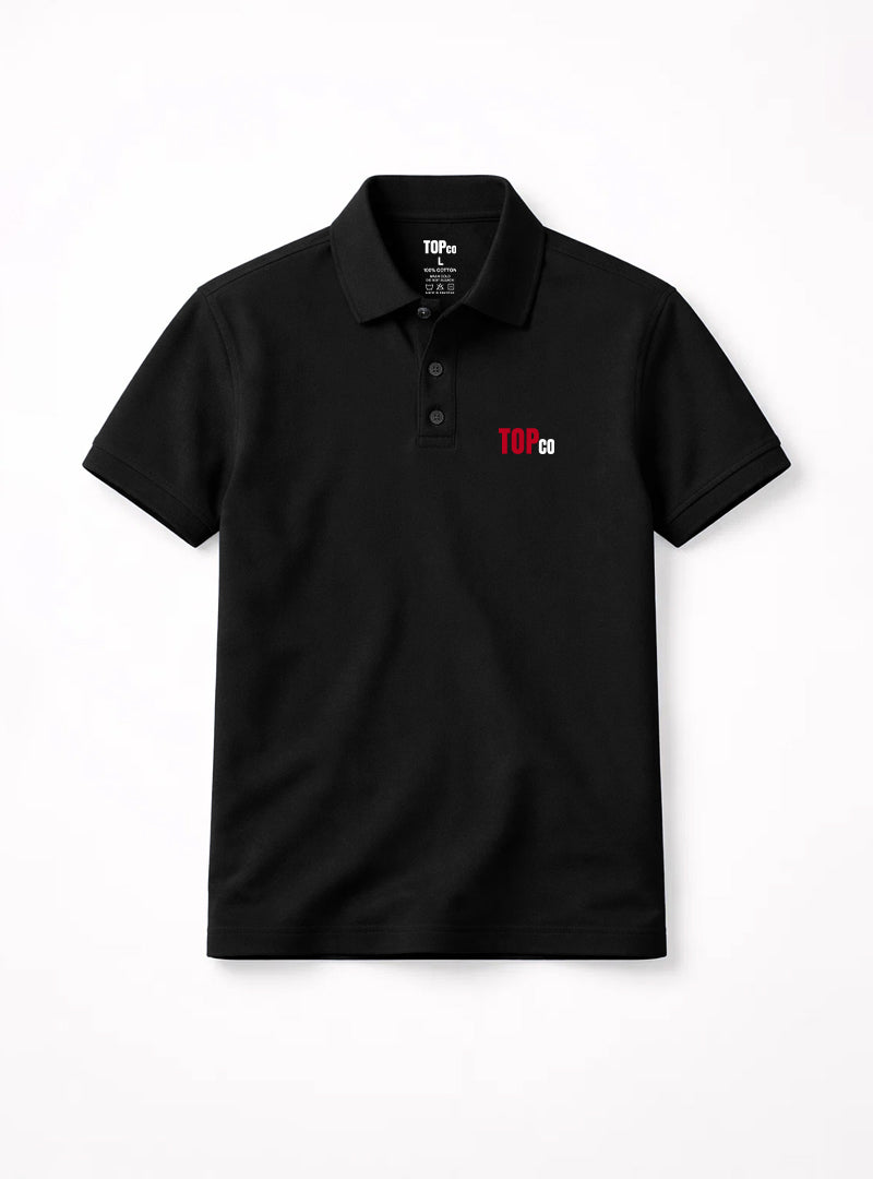 Mens Classic Black Polo Tee with Logo