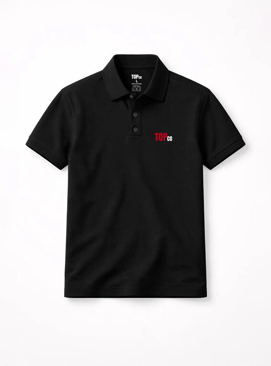 Mens Classic Black Polo Tee with Logo