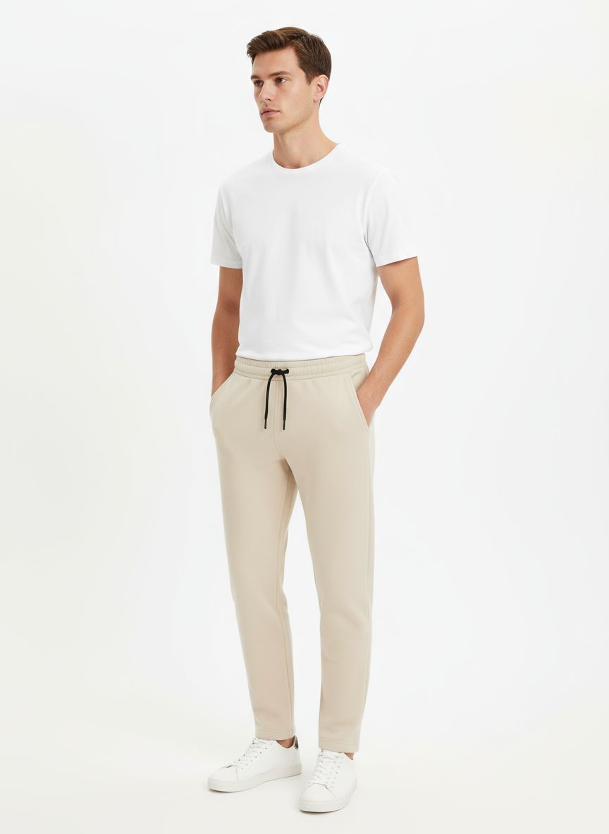 Classic Beige Slim Fit Trousers